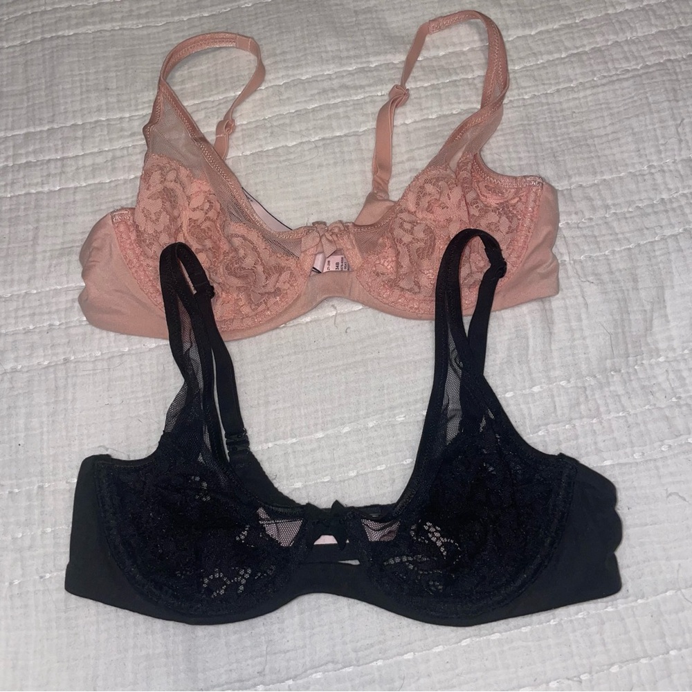 Victoria's Secret Black and Pink Lace Bras